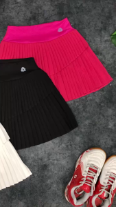 Chân váy xếp ly nhỏ thể thao nữ tập pickleball tennis cầu lông chất si gió có lót đùi bảo hộ BINSPORTS Q234