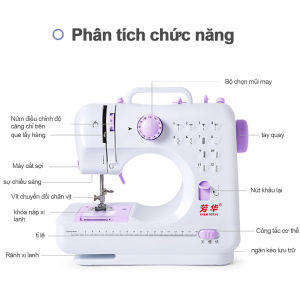 JIASHI Máy May Chạy Điện Máy Vắt Sổ Siêu Nhỏ Chức Năng Đảo Ngược Một Phím