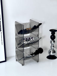 Transparent Multi-Layer Cosmetic Storage Box Desktop Organizer Lipstick Rack Elegant Slant Insertion Plastic Makeup Holder