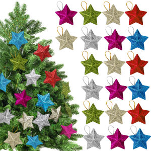 30/6Pcs Christmas Tree Decorations Star Pendant Home Holiday DIY Pendant Xmas 2024 New Year Gift Christmas Decors Ornament