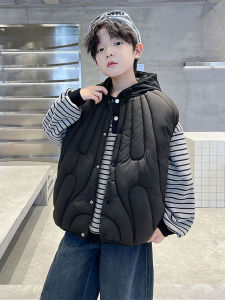 Thickened down Cotton Vest for Boys Autumn Winter Style Childrens Outerwear Warm Stand Collar Long Sleeve Boys Jacket