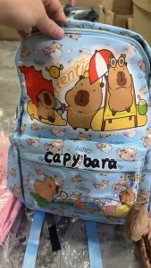 เป้นักเรียนลายลาCapybala กะปิบาลา เป้ลายขนาด 16 นิ้ว งานหนัง PU หนา แข็งแรง J9020