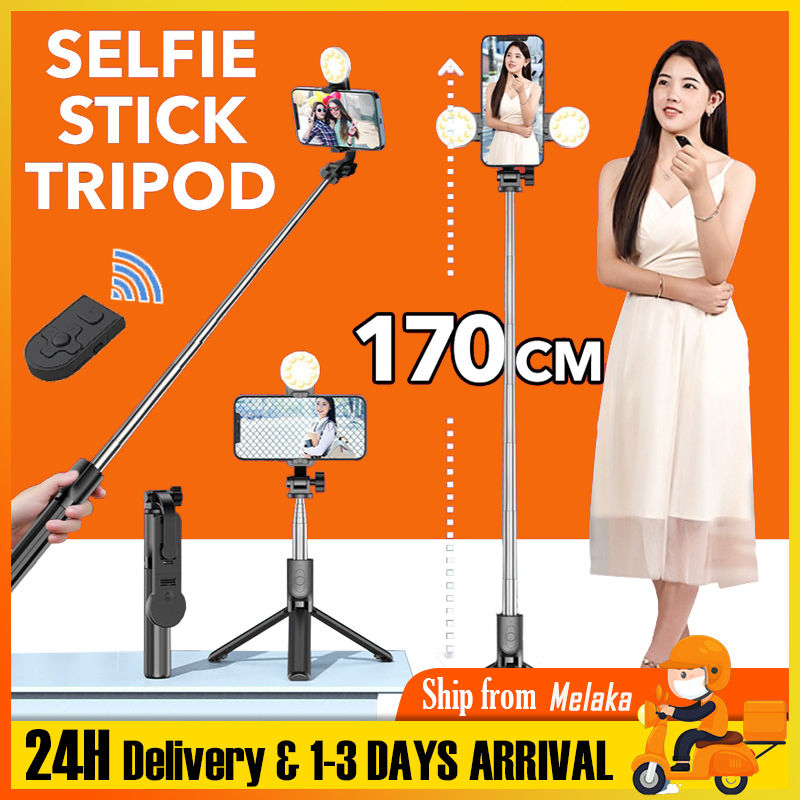 170cm Bluetooth Selfie Stick Tripod Mobile Phone Holder With Light Monopod Bluetooth Remote Shutter Portable Tripods Handheld Extendable Selfie Stick For Tiktok Live 自拍杆