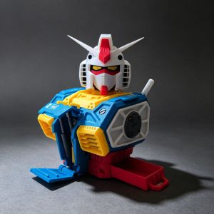 RX-78-2 Gundam Bust Desk Organizer & Pen Holder 3D Printed Classic Anime Mecha Desktop Pencil Cup with Shoulder & Waist Drawers Coin Bank & Hobby Knife Stand for Desk Office Students & Fans