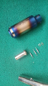 KTM Duke 200 Stainless Elbow with SC Project Round Muffler and DB Reducer
