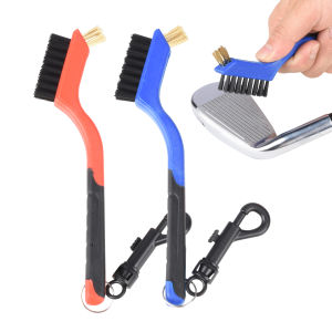Portable Double-Head Golf Club Cleaning Brush with Hook Lightweight Outdoor Tool for Golfer Accessories