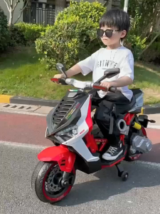 Kids Electric Motorcycle Ride On Toy with Dual Motor LED Light Hand Twist Throttle12V Battery Safety Wheels MusicDouble Seats Suitable for Kids 3-10 Years Old