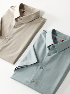 Ice Soft Lightweight Mens Summer Short Sleeve Shirt Breathable Business Casual Shirt Comfortable Standard Fit Cotton Shirt