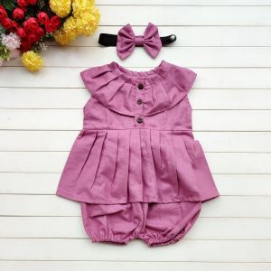 Setelan Bayi Perempuan 0-12 bulan | Peplum set baby (Free Bando)