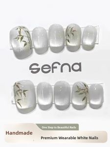 MONLEYTA | Handmade Nail Art Stickers Short And Medium Length New Year Beauty Nails Autumn Winter High-End Feelings Wearable False Nails