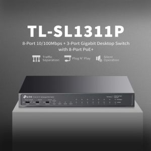 TP-Link Official Store | TL-SL1311P | 10/100 Mbps 8 Port + 3 Port Gigabit Desktop Switch with 8 Port PoE+ Desktop Network Ethernet Switch Hub for Internet