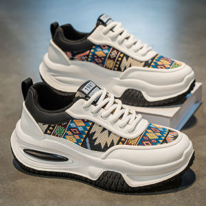 Large Size Mens Shoes Breathable Canvas Summer Casual Embroidered Thick Bottom Old Dad Shoes Trendy Brand Youth Rubber Sole