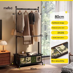 Meisda Vintage Free-Standing Clothes Hanger Bedroom Indoor Space-Saving Coat Rack Carbon Steel Storage Organization Holder