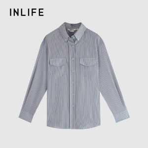 INLIFE | French Style Pink Striped Long Sleeve Loose Fashionable Shirt