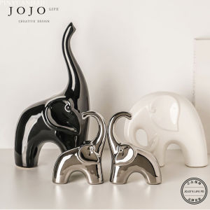 Nordic Style Wealth Attracting Elephant Decorative Figurine Luxury Home Bar Cabinet Ceramic Material Living Room Decoration