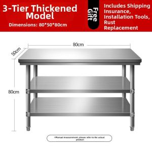 GUANGMANZHI | Stainless Steel Commercial & Home Use Double-layer Thickening Rectangle Work Table