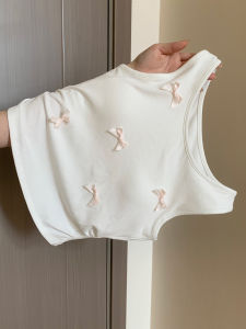 Sweet Butterfly Knot Strap Vest Womens Inner Wear 2024 New Summer Slimming Base Layer Top Fashionable Commute Style Short