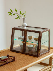 YANPU | Tea Utensil Storage and Display Cabinet Black Walnut Wood