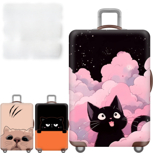 Thickened Elastic Luggage Cover KT082 Black Cat Pullman Travel Suitcase Dustproof Bag Protective Shell for Air Travel