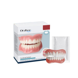 oralhoe | Upper and Lower Dentures False Teeth Full Set Improve Missing Broken Dark Tooth Improvement Temporary Dental Restoration Kit