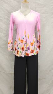 DỊU DÀNG THƯỚT THA CÙNG VỚI ÁO ( LẺ ) BÀ BA  IN 4D  TAY DÀI  CỔ TYM HIỆN ĐẠI  PHỐI NÚT NGỌC DỄ THƯƠNG ( 5 SIZE : TỪ 48KG  52KG  56KG  60KG  65KG   )