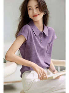 MOHANYIMEI | Polo Neck Tie Dye Casual Shirt Comfortable Versatile Top