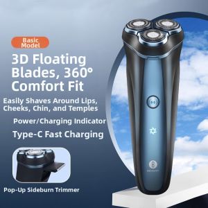 Portable Mini Electric Shaver for Men Rechargeable Washable Blade Gift Box Set Stainless Steel Rotating Type Shaving Razor