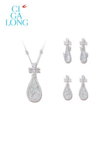 Ciga Long | Chinese Style Pearl White Crystal Pipa Name Role Pendant Stud Earrings