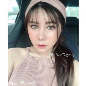 คอนแทคเลนส์ ฝรั่ง รุ่น Slim สีตาล/เทา brown/gray  มีค่าสายตา (0.00)-(-6.00)