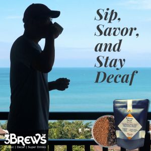 Arabica Robusta Decaf Coffee for Brewing: 3Brews No Caffeine Medium Dark Roasted Bean - Whole Beans and Grounds Decaffeinated Coffee