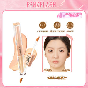 PINKFLASH Waterproof 2-in-1 Dual-Shade Concealer Full Coverage Foundation Brighten Matte Lightweight Conceal Dark Circles Scar Acne