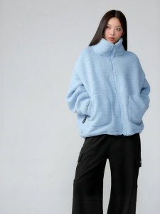 Leisure Shaped Monochrome Imitated Lamb Fur Coat