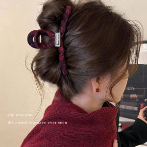 Kẹp Tóc Cá Mập Màu Đỏ Cao Cấp Dành Cho Nữ Phụ Kiện Tóc Thời Trang Mùa Thu Đông Kẹp Tóc Phía Sau Đầu Kẹp Tóc Phong Cách Hàn Quốc