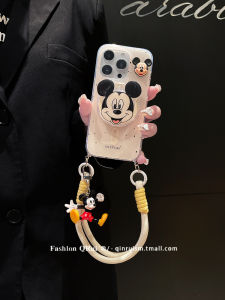 เคสโทรศัพท์มือถือลายมือ Mickey Mouse 3 มิติ ดูดซับแม่เหล็ก กระเป๋าสะพายข้าง ดูดซับแม่เหล็ก ลายการ์ตูนน่ารัก สำหรับ Apple 17 iPhone 16 pro Max