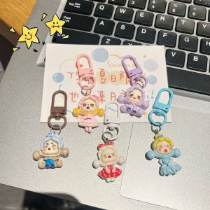 Cute cartoon bubble girl keychain Bubble Mart student backpack pendant best friend couple small gift