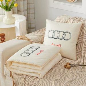 Two-In-One Linen Pillow Blanket Car Logo Sofa Cushion All Seasons Office Vehicle Universal Simple Modern Square Pillow Cover