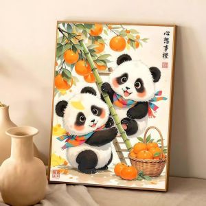 Diamond Painting Dễ Thương Hình Gấu Trúc DIY Cho Trẻ Em 5D Đầy Đủ Kim Cương Dán Hình Vẽ Có Khung Thủ Công Sáng Tạo