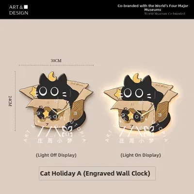Vintage Creative Silent Cat Design Wall Clock