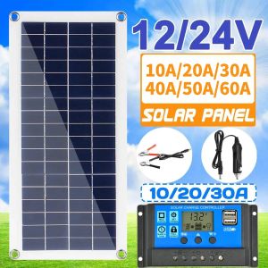 Solar Panel 12V Solar Cell 60A Controller Solar Panel for Phone RV Car MP3 PAD Charger Outdoor Battery Supply