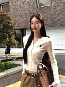 Womens Sweater Knitted Autumn/Winter Wear New Inner V-Neck Fitting White