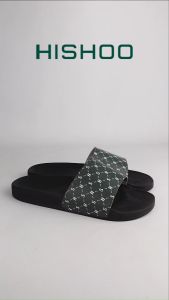Dép quai ngang slipper BIG SIZE HS Monogram cao cấp nam nữ HISHOO siêu nhẹ da bò size 36-45 U113