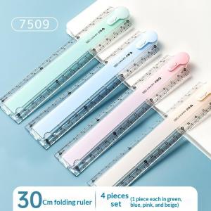 EELHOE | 1Pcs Multifunctional Foldable Ruler Clear Visible Scale 4 Available Colors Portable Stationery for Students Home Study