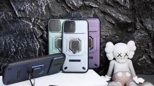 szhaiyu | Armor Phone Case For POCO F7 X7 M8 X8 Pro Max Ultra With Sliding Camera Adjustable Protection Ring Stand Holder Hard Cover
