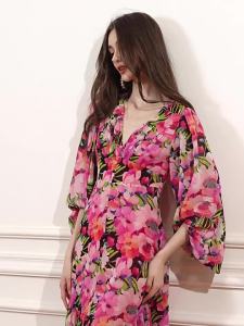 Original French Style Loose Elegant Midi Printed Dress