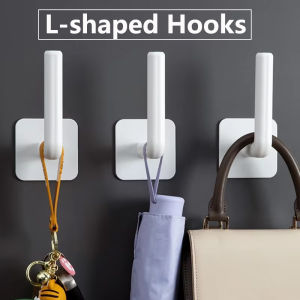 4PCS L-shaped Hooks Non-punching Plastic Behind The Door Hooks Adhesive Multifunctional Hanging Racks Kitchen Bathroom Storage