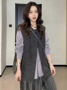 plus Size Womens Sleeveless Jacket Vest High-End Sensation Small Fragrance Style Spring 2025 Slimming Outerwear Top