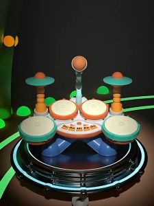 Mainan Edukasi Anak 2in1 Drum Set dan Microphone Music and Light