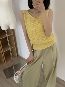 Oatmeal Thin Ice Silk Sleeveless Knitted Tube Top Women Summer New Inner Wear Base Layer Outerwear Vest Breathable Casual
