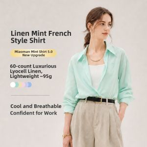 INMAN | Linen Pastel Blue Women Shirt