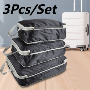 1 set of packing cubes luggage storage bag 3 packs of compressed cube travel storage bags Double zipper pull head makes opening and closing simple and fast